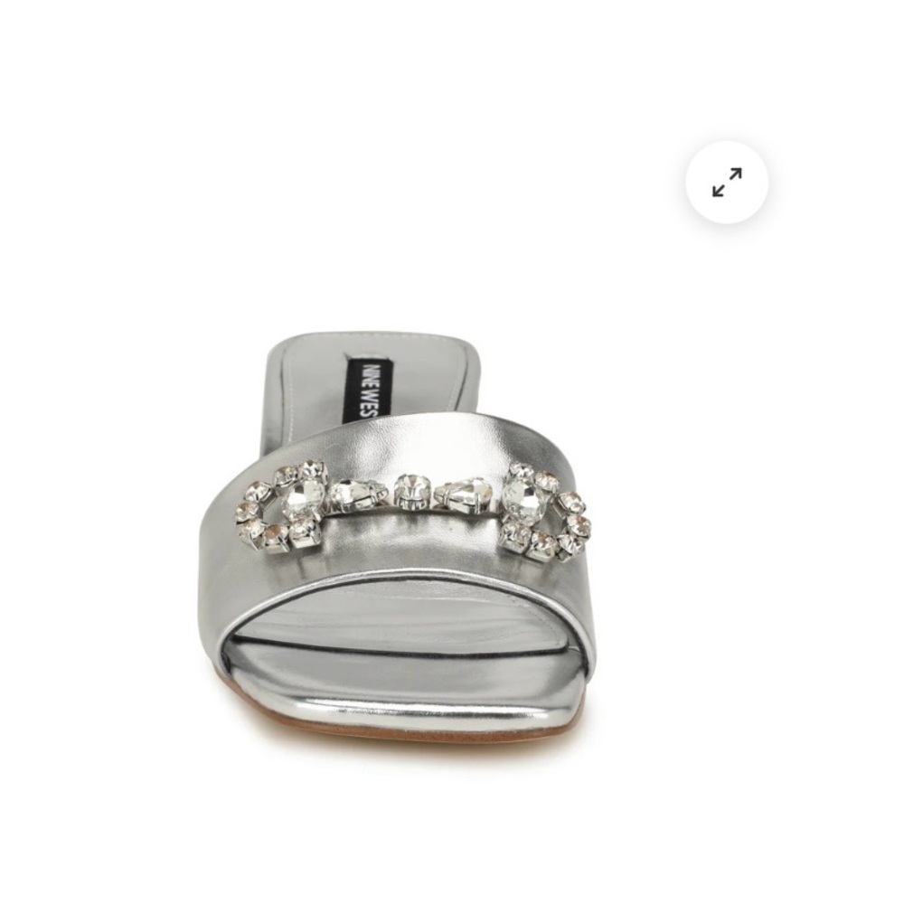 Silver Embellished Women's Slide Sandals